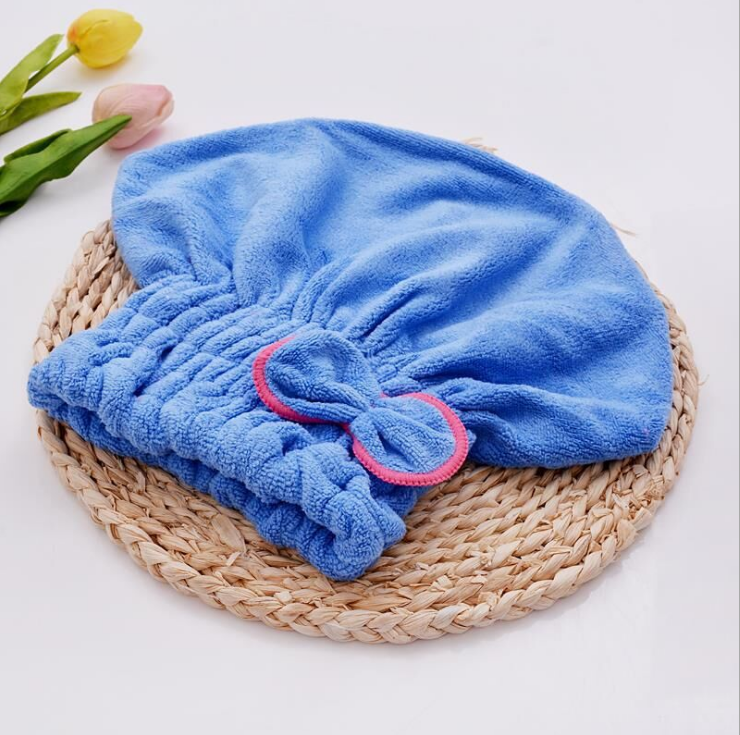 High density coral fleece microfiber shower cap