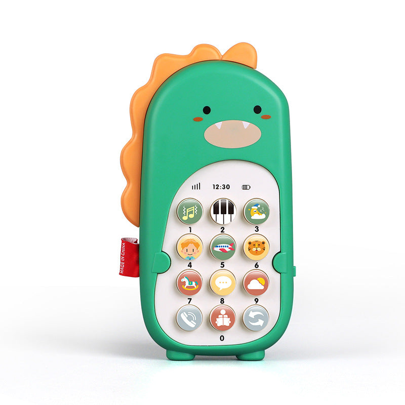 HangLei Toys Baby Dinosaur Cell Phone Toy with Teething Glue, Music & Story & Vibration Modes, 2 Gears Volume, Touch Training Fake Phone for Kids, Preschool Birthday Gift for Girl Boy (Green) phone