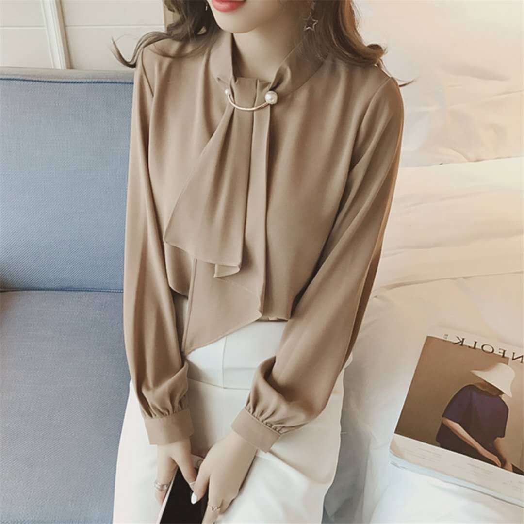 2022 Spring And Autumn New Long-sleeved OL Professional Shirt Women's Design Niche Chiffon Loose White Shirt Bottoming Shirt