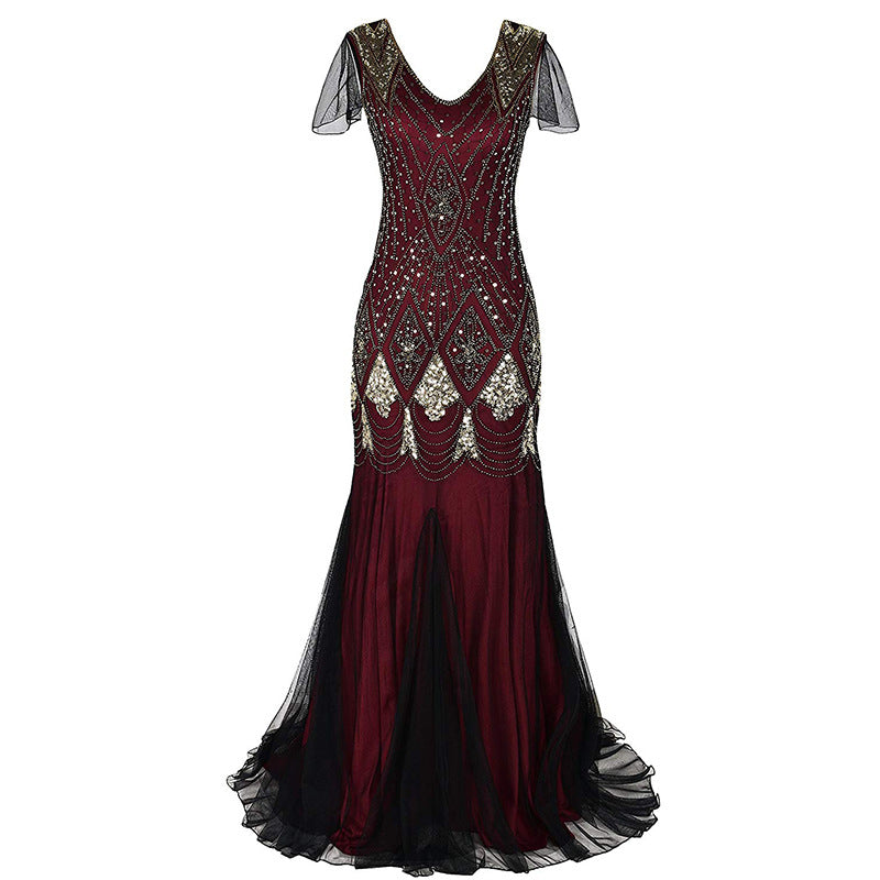 Sequin Retro Dress Large Size Banquet Wedding Dresses