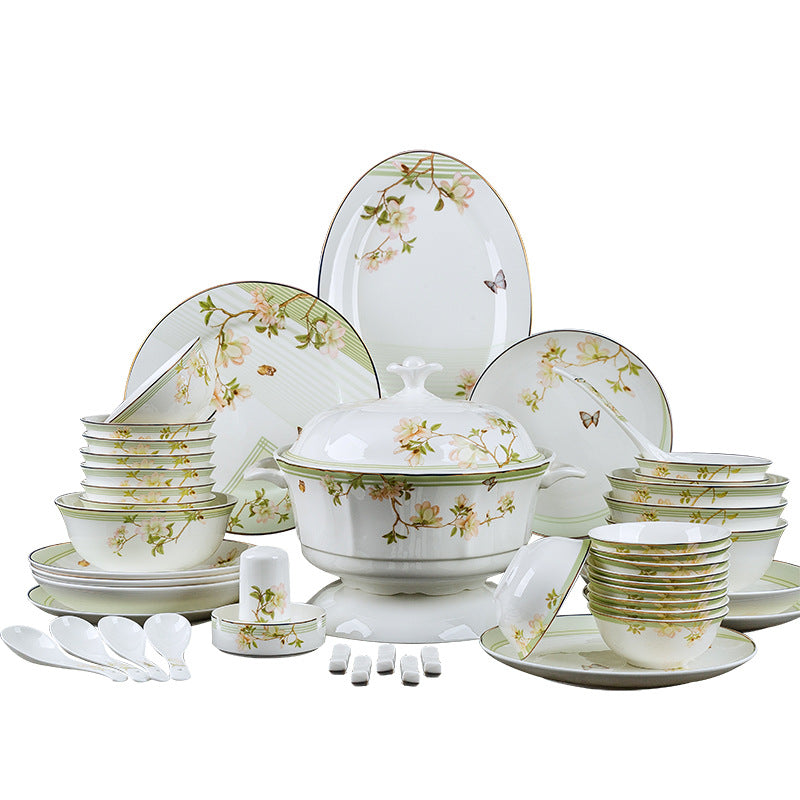 High-grade Bone China Tableware Set Home European-style Chinese Luxury Tableware And Chopsticks Jingdezhen Porcelain Phnom Penh Wedding Gift