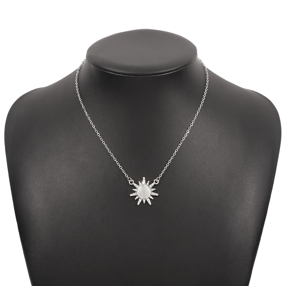 N9406 Cross-border Geometric Fashion Collarbone Pendant Resin Micro-set Sunflower Creative Necklace Net Red Niche Necklace