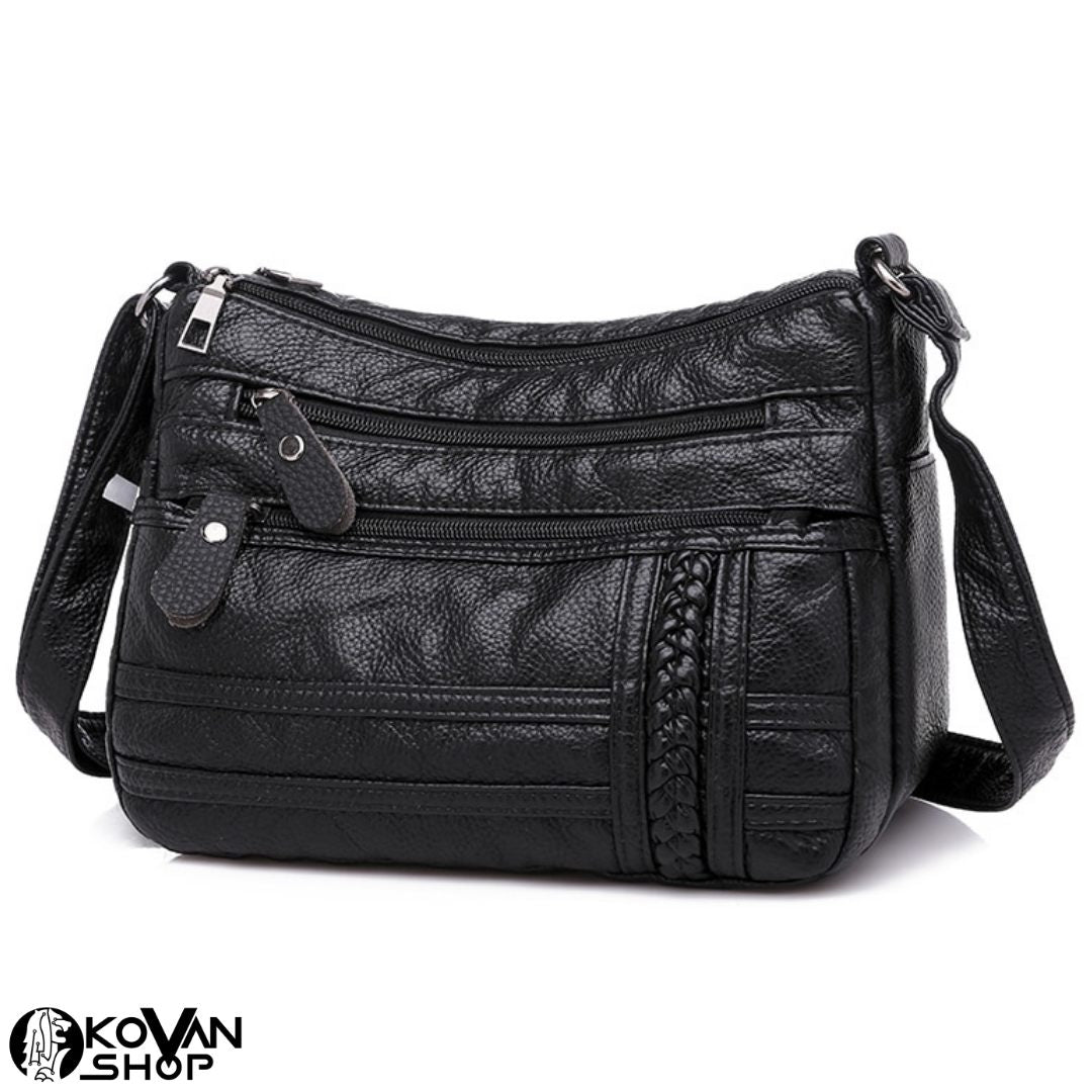 Multi-layer crossbody bag Large capacity soft leather bag cross business wallet