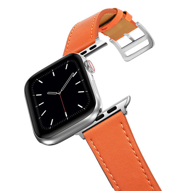 Suitable For Apple Apple Watch8 Hermes Leather Watch Strap Iwatch7 Business Microfiber Leather Strap