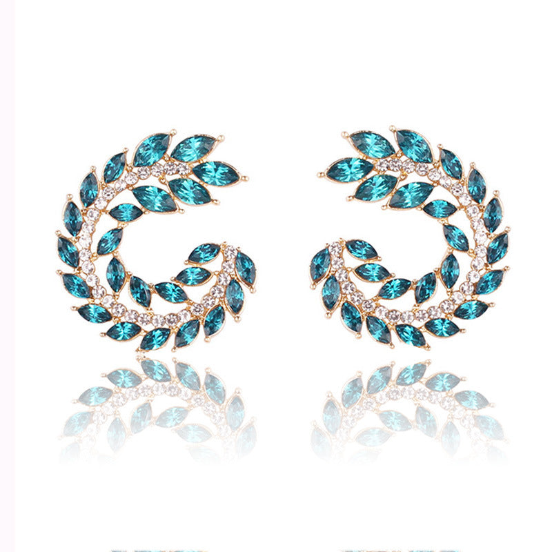 Cross-border Source Amazon Boutique Personality Full Diamond Geometric Circle Spiral Earrings Hot Selling On AliExpress