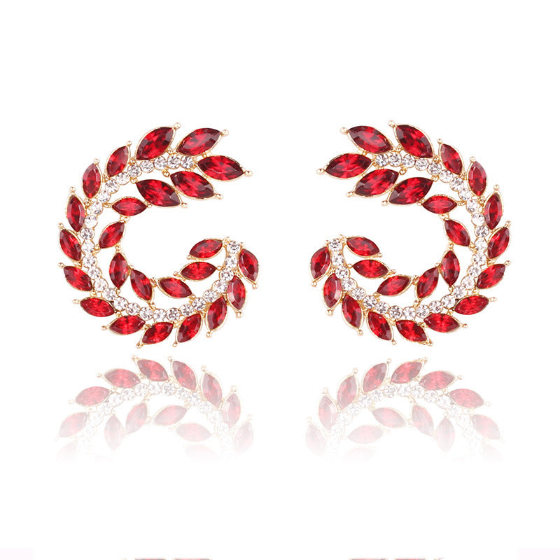 Cross-border Source Amazon Boutique Personality Full Diamond Geometric Circle Spiral Earrings Hot Selling On AliExpress