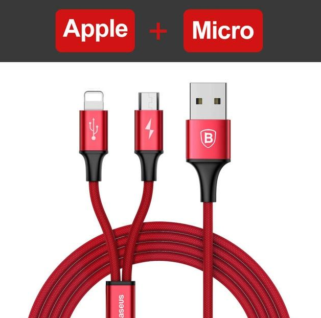 Baseus USB Cable For iPhone X 8 7 6 Charging Charger 3 in 1 Micro USB Cable For Android USB Type c Type-c Mobile Phone Cables