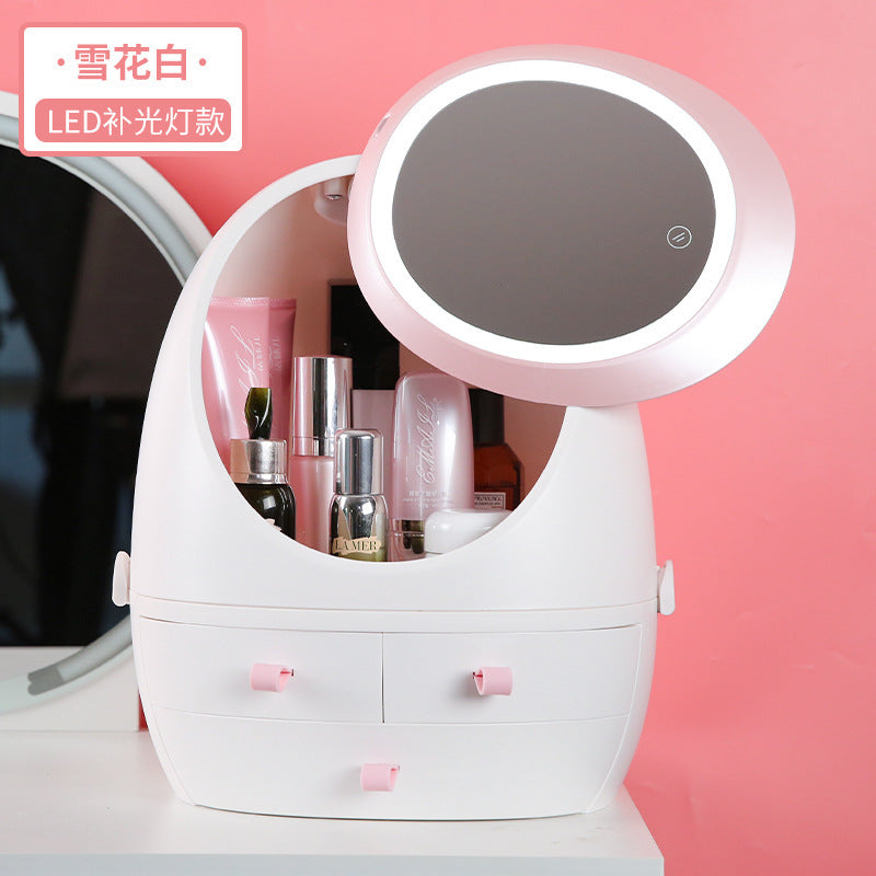 Net Red LED Light With Mirror Cosmetics Storage Box Professional Makeup Organizer Makeup Organizer