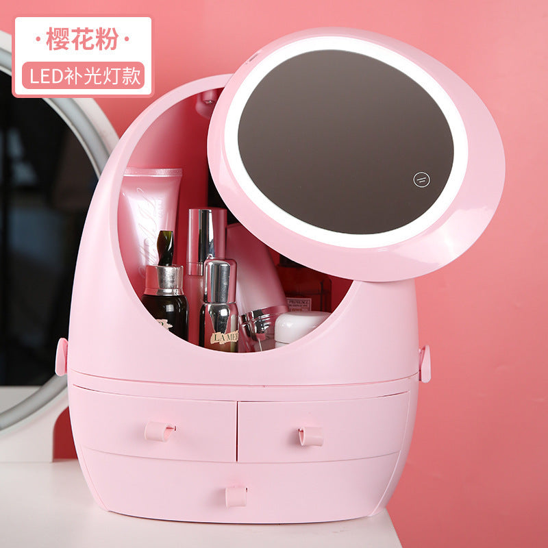 Net Red LED Light With Mirror Cosmetics Storage Box Professional Makeup Organizer Makeup Organizer