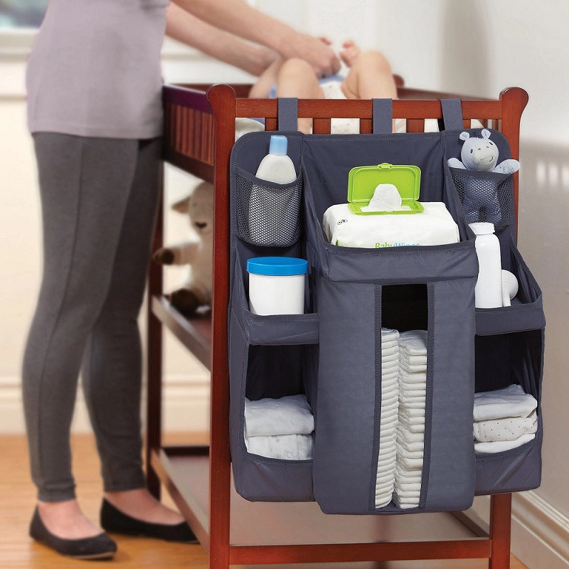 Baby Crib Bedside Storage Hanging Bag Diaper Storage Bag