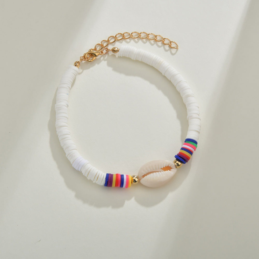 Colorful Soft Clay Bracelet Female Hand String Elastic Rope Shell Anklet