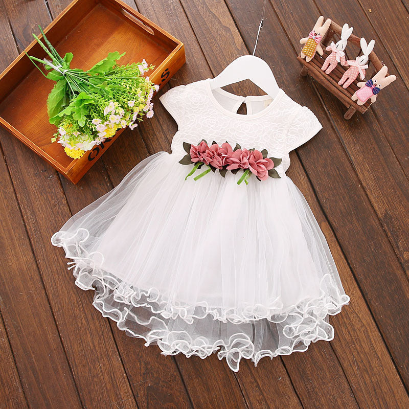 Girls' Skirt Cotton Skirt Solid Color Four Flower Dress