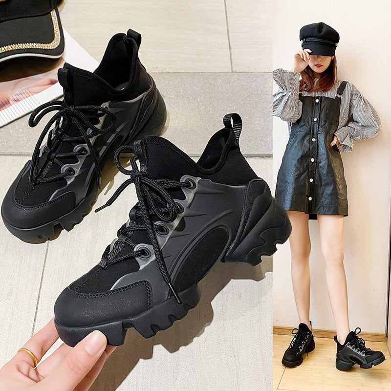 Black Samurai Sneakers Women Korean Style Platform Women's Shoes