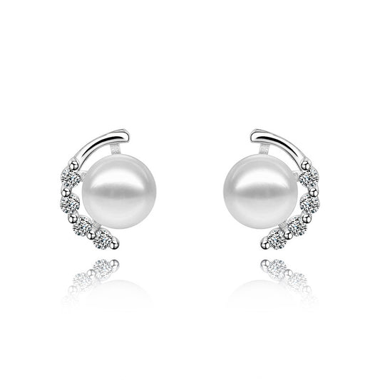 Sparkling Diamond Pearl Earrings Femininity Korean Personality Gift Earrings