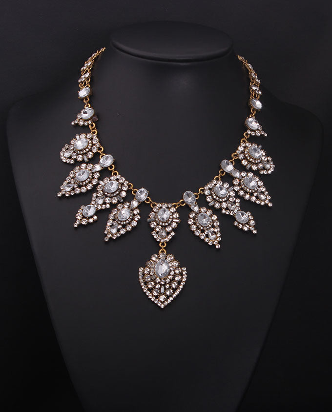 European And American Exaggerated Full Rhinestone Gemstone Short Clavicle Multilayer Necklace Exaggerated Retro Female Fashion Jewelry Wholesale