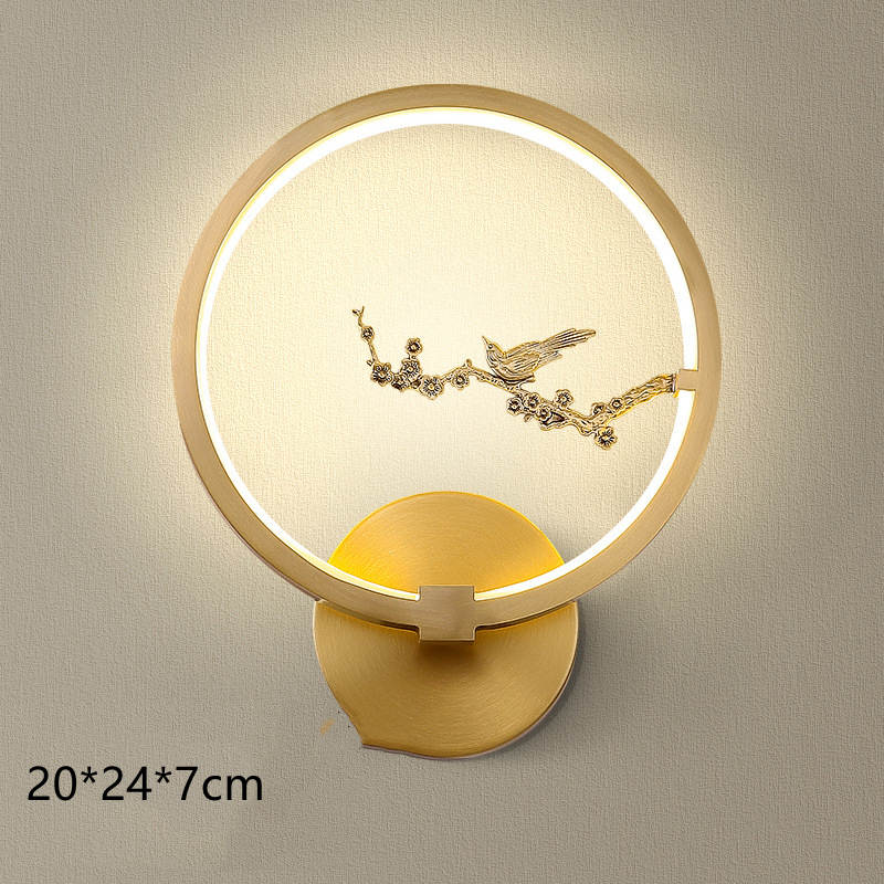 Light Luxury Background Wall Modern Zen Round Copper Wall Lamp