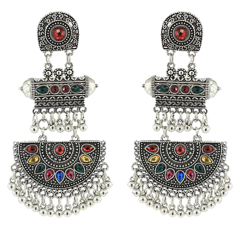 New Fashion Retro Diamond Earrings Ethnic Style Tassel Earrings