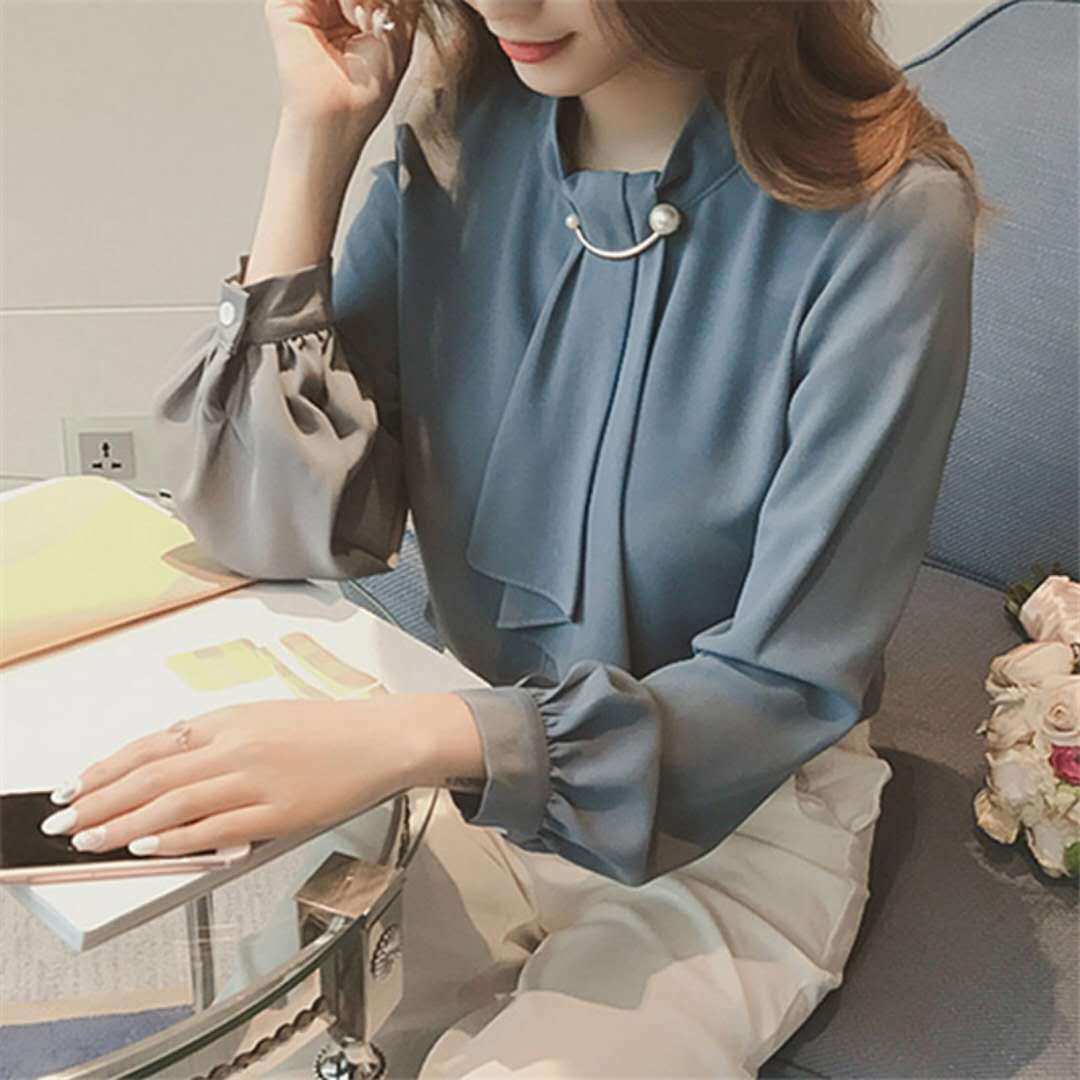 2022 Spring And Autumn New Long-sleeved OL Professional Shirt Women's Design Niche Chiffon Loose White Shirt Bottoming Shirt