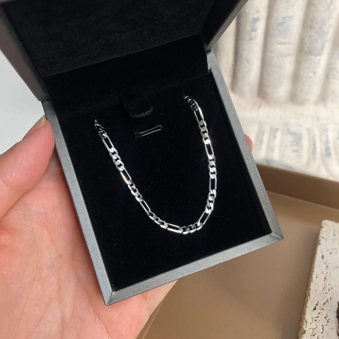 925 Sterling Silver Flat Italian Chain Necklace Short Clavicle Chain Ins Texture Clavicle Chain Female Simple N528