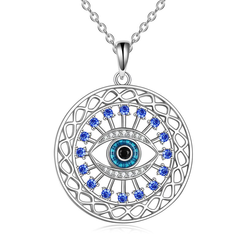 Evil Eye Necklace Sterling Silver Irish Celtic Knot Evil Eye Amulet Pendant Jewellery Gifts