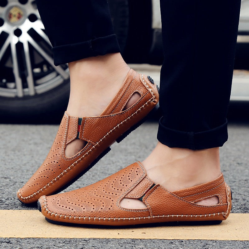 Casual Breathable Sleeves Soft Sole Lazy Hollow Men Shoes