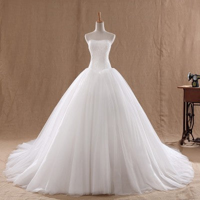 USA SIZE   The new Korean style tube top was thin and large size Qi female tailed princess bride wedding wedding dress
