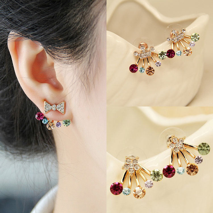 Bow crown stud earrings