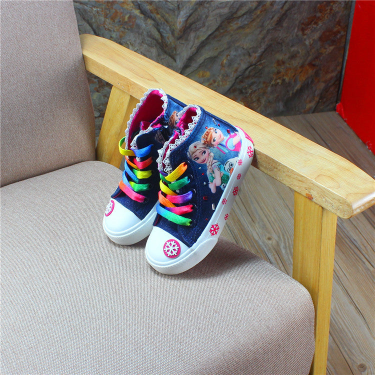 2020 Spring And Autumn New Products Cartoon Series Children's Canvas Shoes Female Middle-aged Children's High-top Cloth Shoes