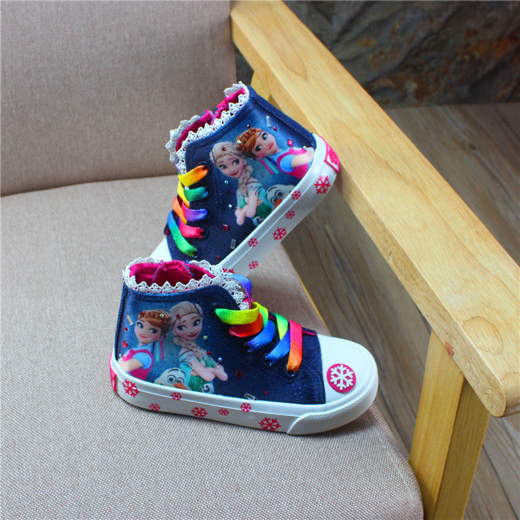 2020 Spring And Autumn New Products Cartoon Series Children's Canvas Shoes Female Middle-aged Children's High-top Cloth Shoes