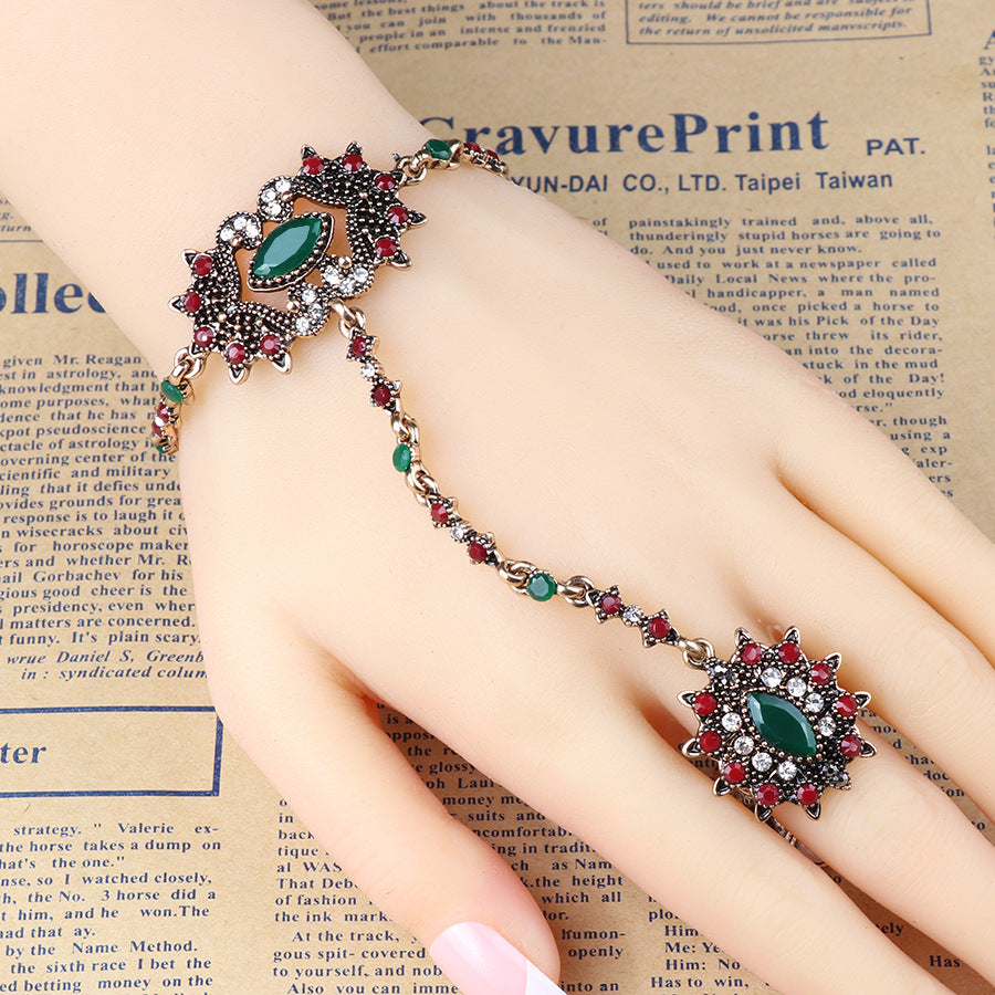 Bracelet, ring set, alloy gemstone jewelry