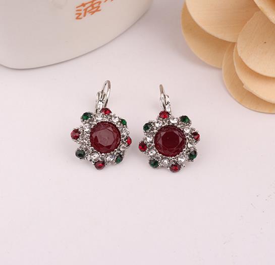 Cross-border Explosive Style Ethnic Jewelry European And American Hot-selling Resin Earrings Fashion Flower Retro Earrings Wish Small Jewelry