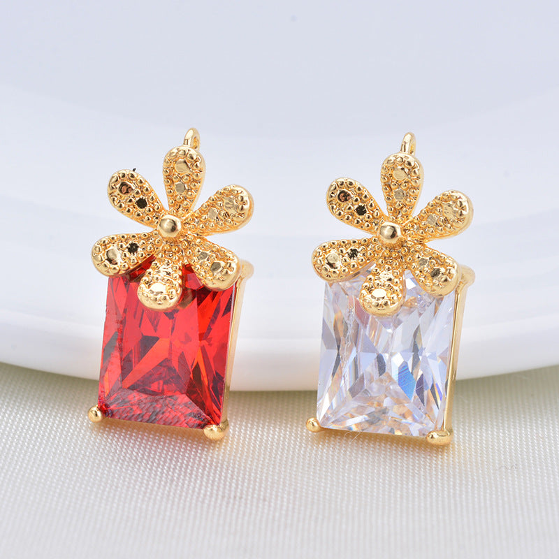 New Diy Earrings Pendants Stock Exquisite Copper Inlaid Zircon Small Pendants Copper Plated Real Gold Small Pendant Earrings Accessories