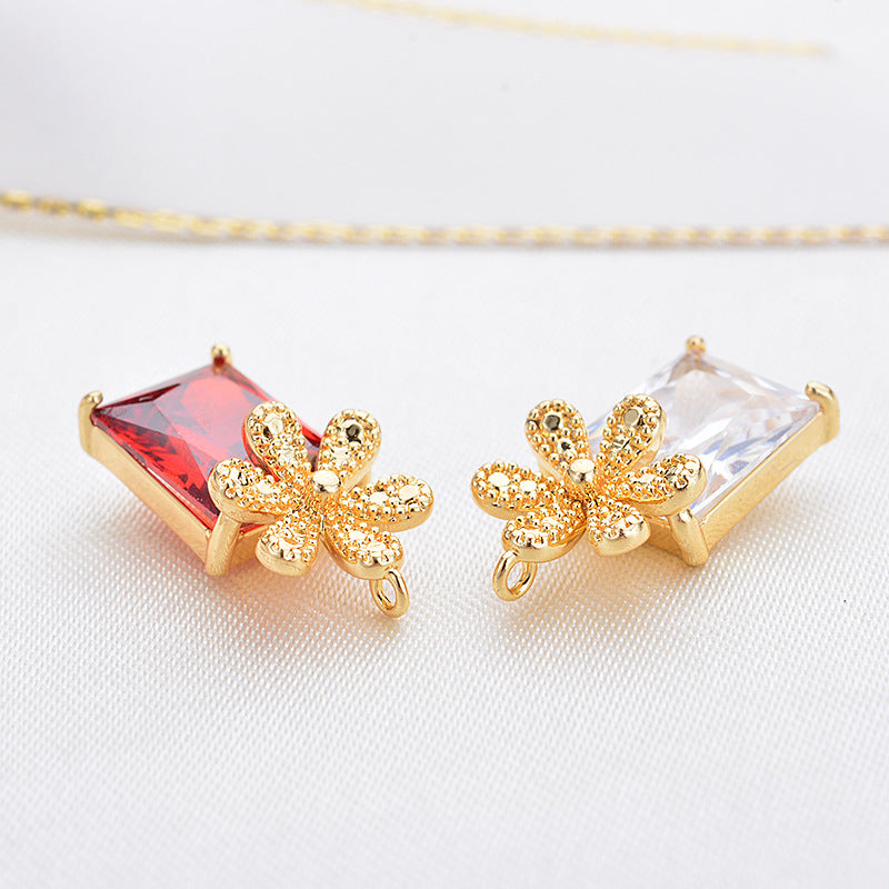 New Diy Earrings Pendants Stock Exquisite Copper Inlaid Zircon Small Pendants Copper Plated Real Gold Small Pendant Earrings Accessories