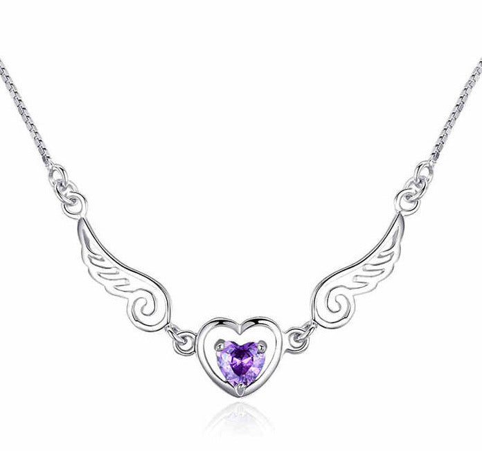 Factory Direct Wholesale Europe And The United States Necklace Dream Angel Love Wings Love Peach Heart Necklace Female Gift Wholesale Spot