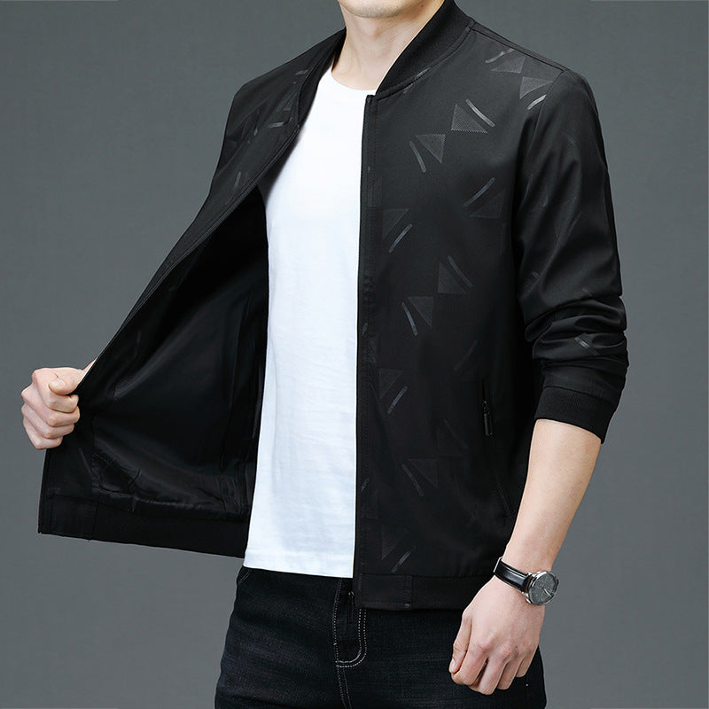 Men's Jacket Spring Youth Fit Zipper Dig Bag Non Hooded Men's Casual Thin Business Zipper Jacket