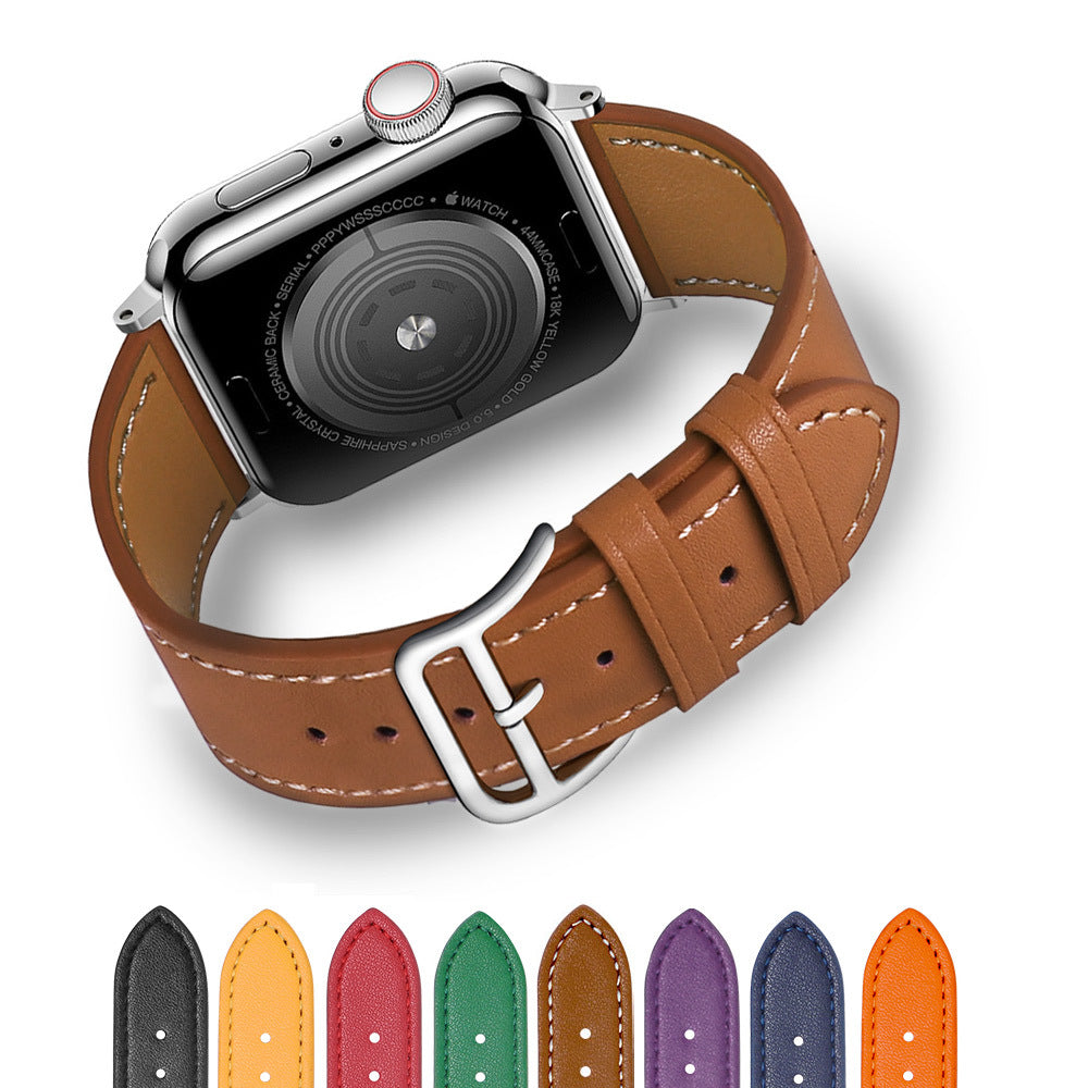 Suitable For Apple Apple Watch8 Hermes Leather Watch Strap Iwatch7 Business Microfiber Leather Strap
