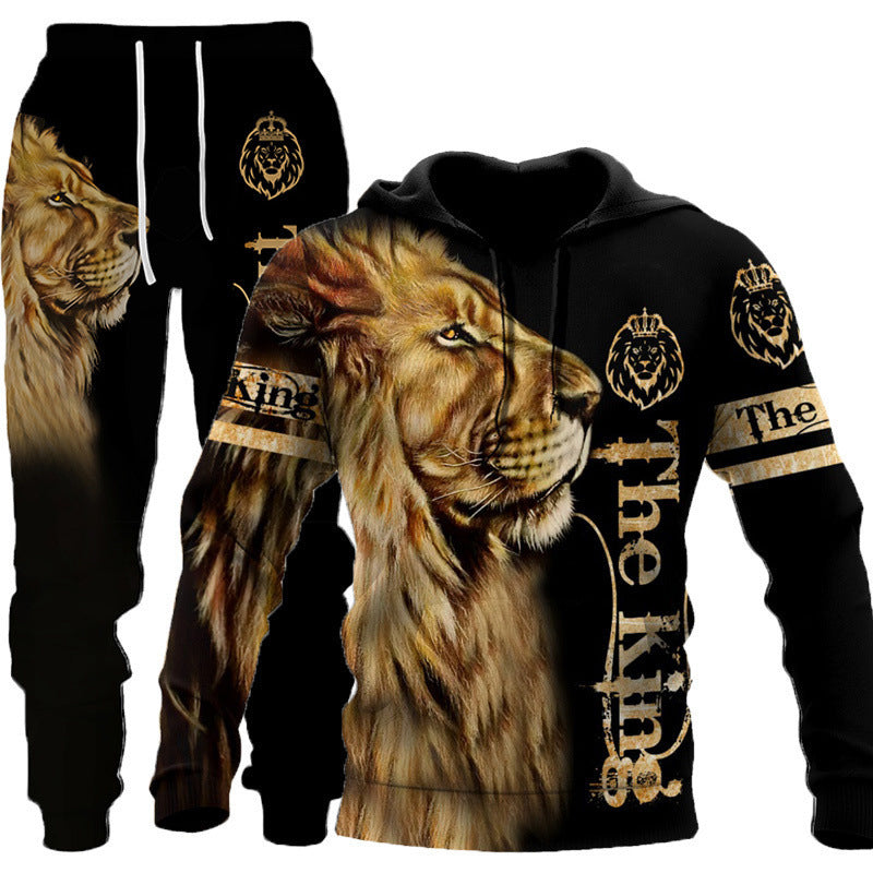 Lion Tiger 3D Digital Printing Hooded Sweater Spring And Autumn Men's Hooded Suit
