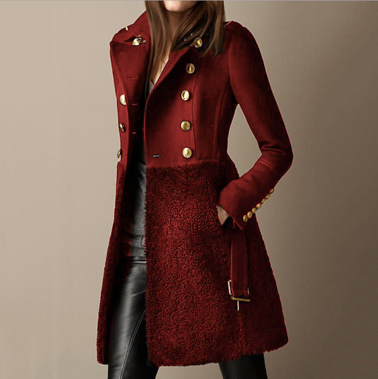 Women's  Autumn And Winter New Casual Jacket Slim Stitching Woolen Jacket Women