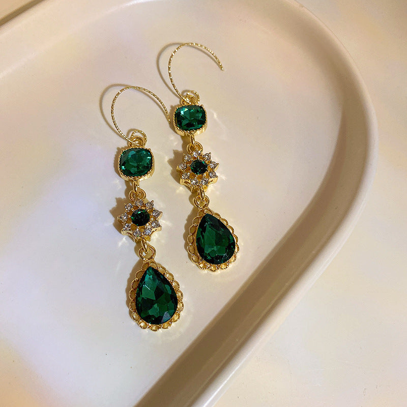 925 Silver Post Vintage Geometric Emerald Earrings Collection