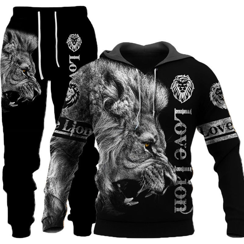 Lion Tiger 3D Digital Printing Hooded Sweater Spring And Autumn Men's Hooded Suit