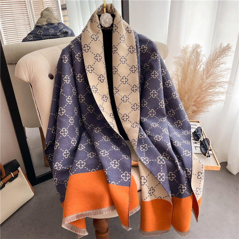 Autumn And Winter New Double-sided Cashmere Scarf Women's Thickened Warm Office Shawl Versatile Simple Business Cold-proof Shawl