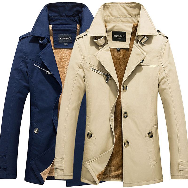 Men Winter Casual Jacket Man Warmth Cotton Clothes Long Coat