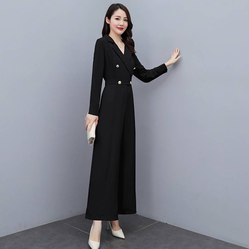 2021 Autumn New Professional Suit Jumpsuit Ladies Korean Suit Pants Show Thin Temperament Spring And Autumn Wide-leg Pants