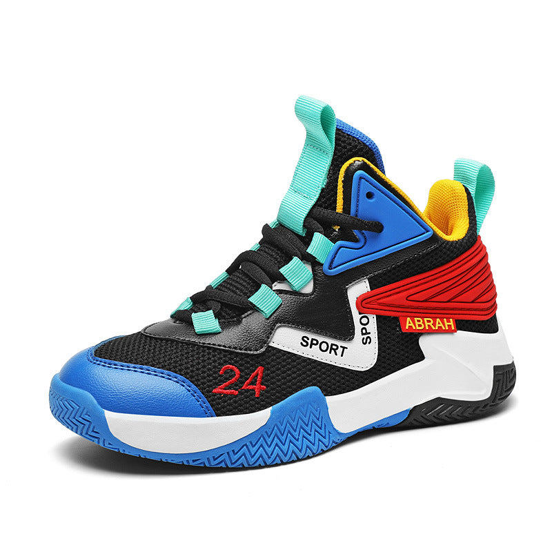 Boys Shoes Summer 2022 New Children's Sports Basketball Shoes Mesh Breathable Middle And Large Children's Student Sneakers AJ Shoes
