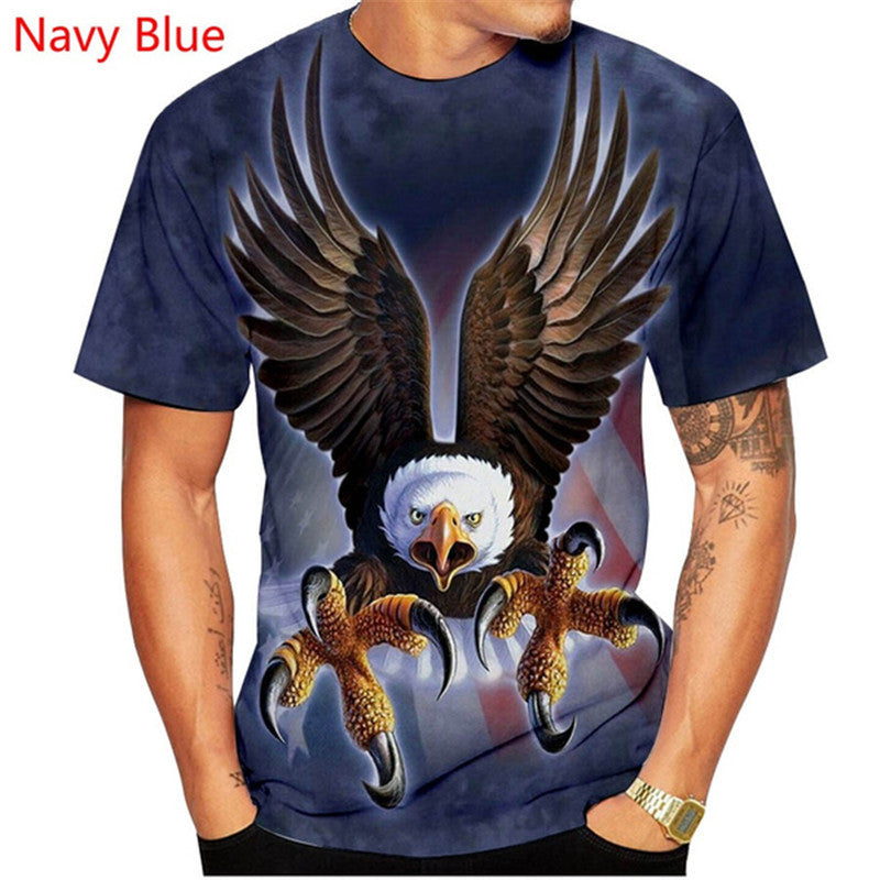 Men 3D Soaring Eagle Print T Shirt O Neck Short Sleeve Tee