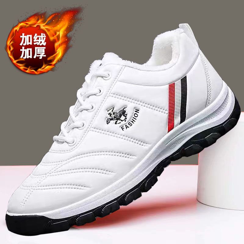 Men's plus velvet cotton shoes trendy casual white shoes