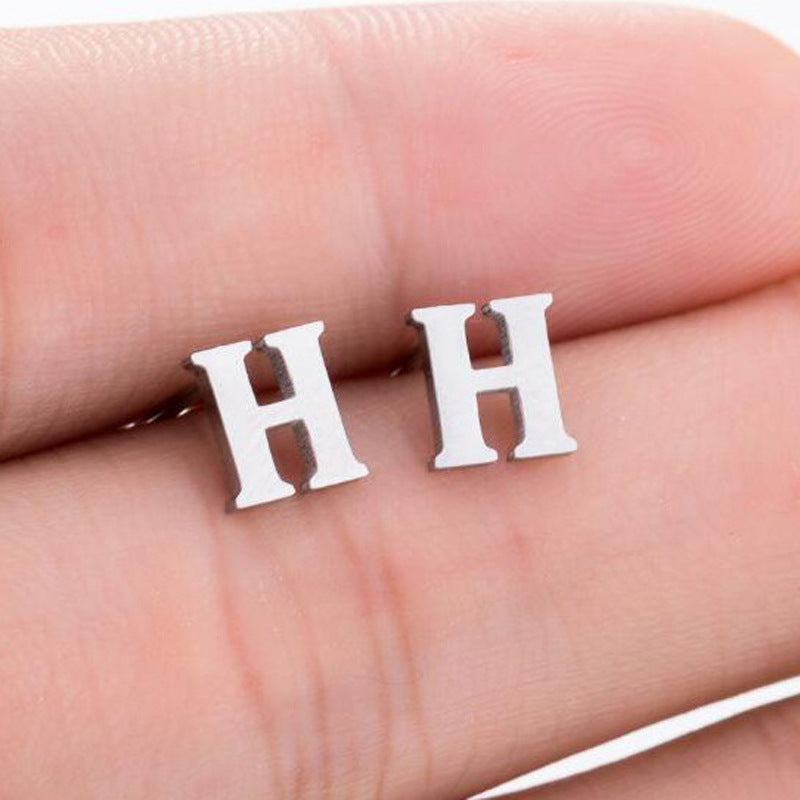 26 letter earrings personality alloy ear bone nails letter earrings