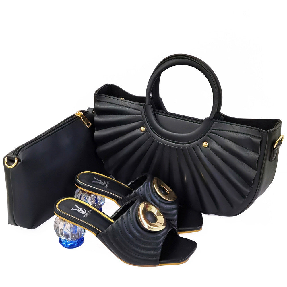 2021 Summer New Hand-held Fan-shaped Bag With Low Heel Sandals Spot Women's All-match Bag With Sandals