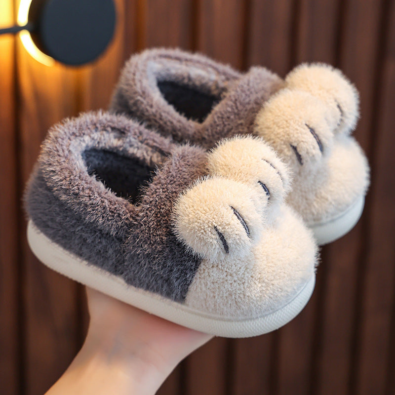 Children's Cotton Slippers Cute Cat Claw Winter Boys And Girls Baby Baotou Warm Indoor Home Parent-child Children's Cotton Shoes