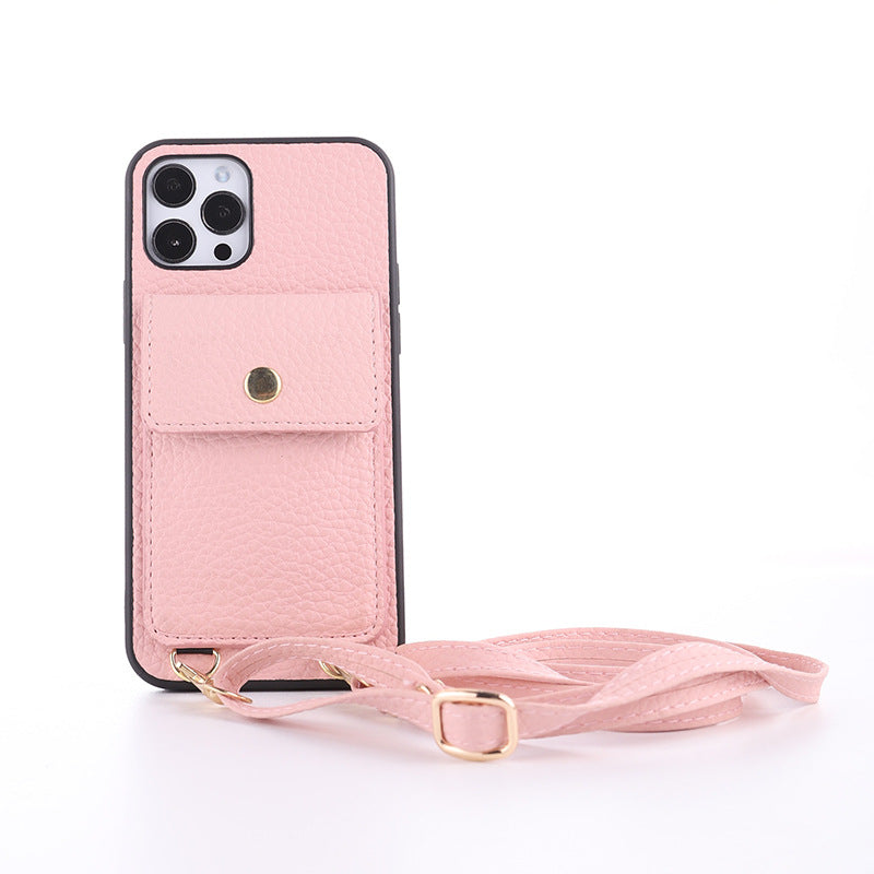 Cross-border Special Fashion Mobile Phone Bag Suitable For Iphone 12promax Mobile Phone Shell Leather Portable Change Card Bag